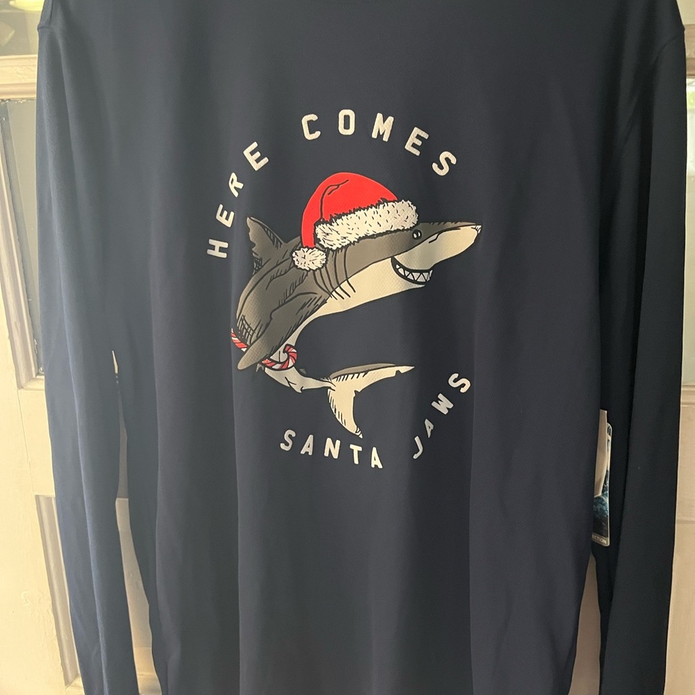 Navy 'Santa Jaws' Long Sleeve Shirt